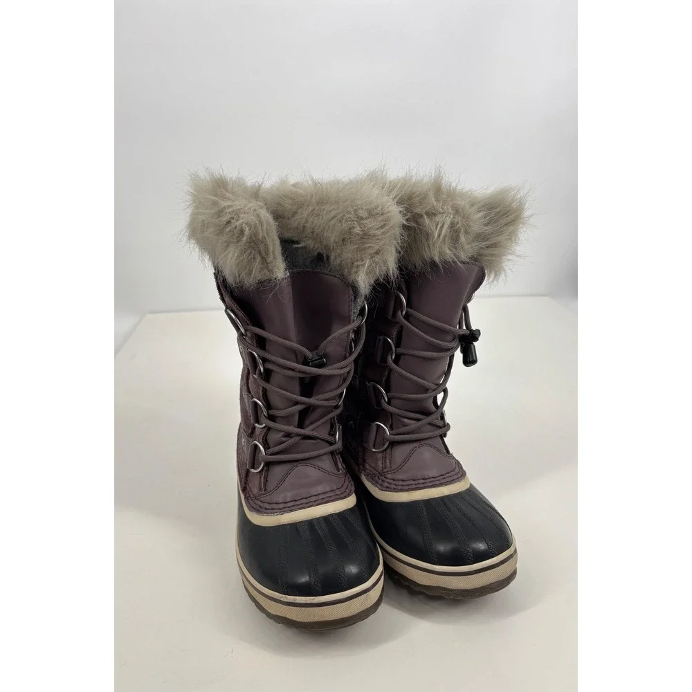 Sorel Snow Boots Kids 2 Purple Joan‎ of Arctic Waterproof Faux Fur NY1966-574